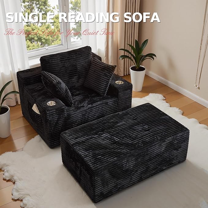 CHORRO67 Chaise Lounge Chair Indoor, Oversized Boneless Single Sleeeper Couch - Image 3