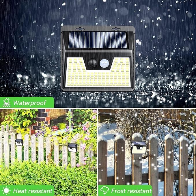 Peasur Solar Lights Outdoor Motion Sensor, 140 LED Solar Powered Fence Light - Image 4