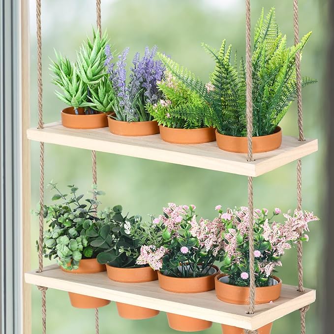 4 Tiered Window Plant Shelves Hanging Herb Planter Indoor Display - Image 3