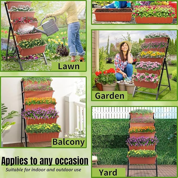 Homdox 2 Pack Vertical Garden Bed, 5 Tiers Vertical Raised Garden Planter - Image 6