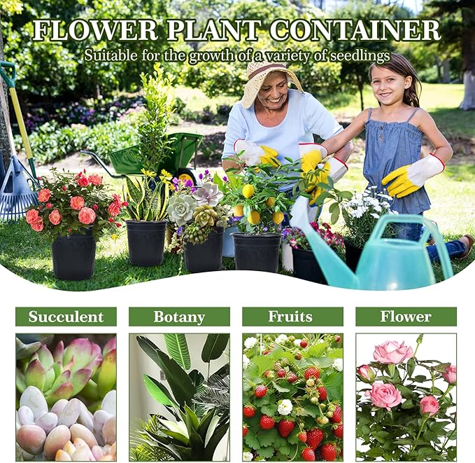 100Pcs 1 Gallon Black Nursery Pots, Soft Plastic Seedling Plant Pot - Image 6