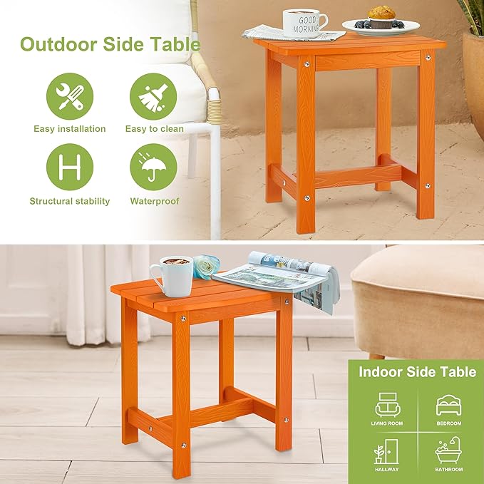 Y&M Outdoor Side Table, HIPS Adirondack Small Single Table, Waterproof Square - Image 7