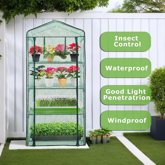Mini Greenhouse for Indoor Outdoor, Plant Green House 4-Tier Rack Stand - Image 5