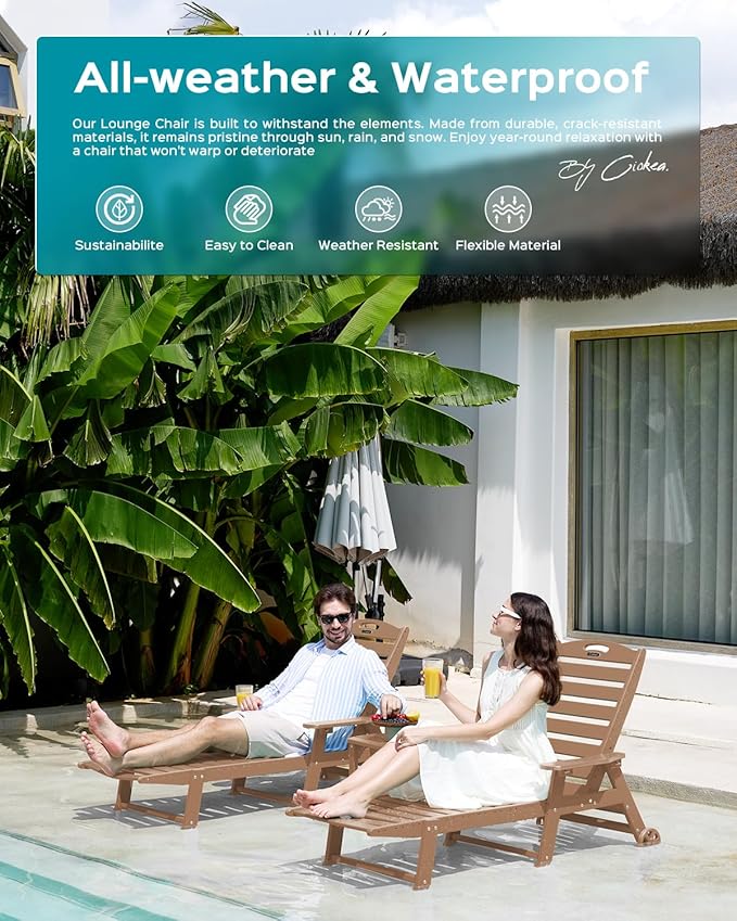 Ciokea Outdoor Lounge Chair Set of 4, All Weather Patio Chaise Lounge Chairs - Image 8