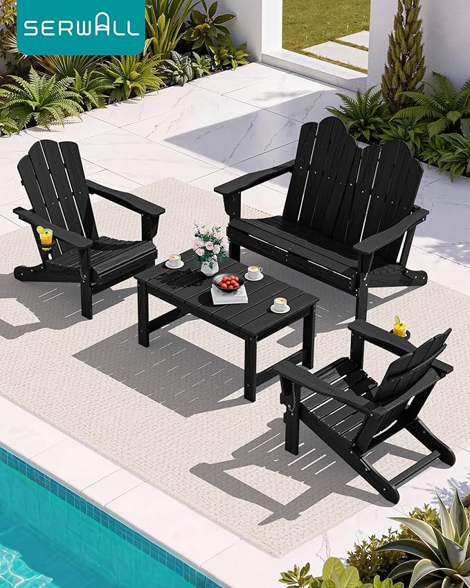 SERWALL Outdoor Coffee Table, HDPE Patio Coffee Table - Image 2