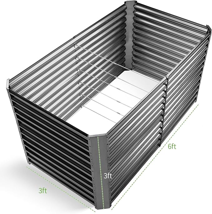 Land Guard 6x3x3ft Rectangular Galvanized Raised Garden Beds, Large-Capacity - Image 2