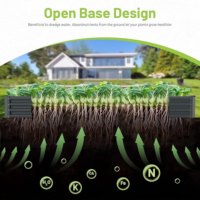 2PCS 8x4x1FT Galvanized Raised Garden Bed, Galvanized Planter Raised Garden - Image 2