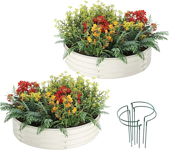 Galvanized Metal Planter Round Raised Garden Bed Kit by ZFHgarden
