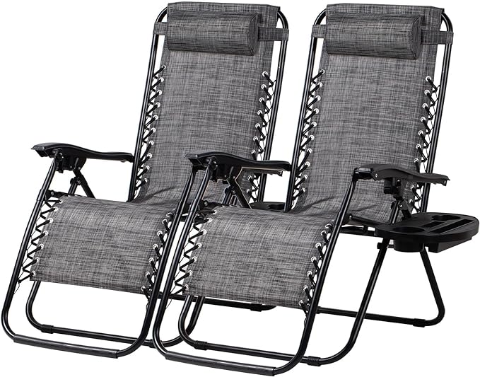 Nazhura Set of 2 Relaxing Recliners Patio Chairs Adjustable Steel Mesh Zero by NazhuraGoodCompanionAtHome