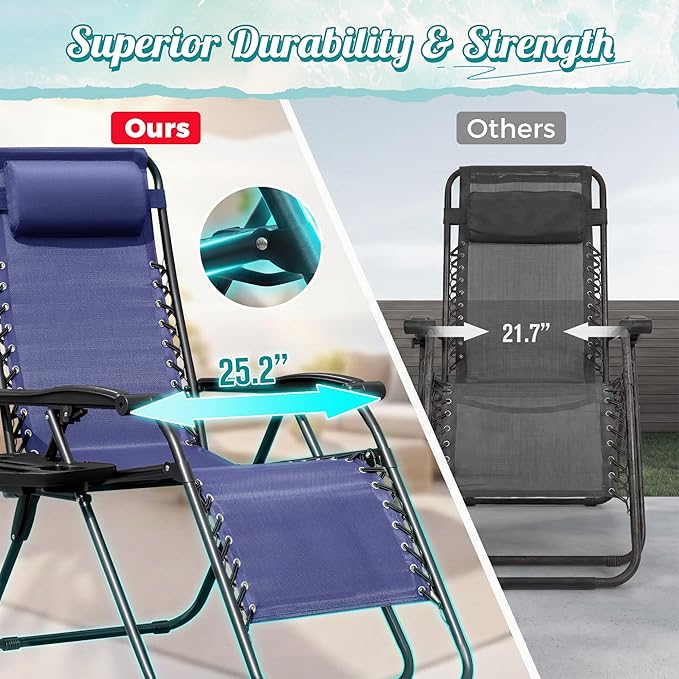 Homall Zero Gravity Chair Patio Folding Lawn Outdoor Lounge Gravity Camp - Image 4