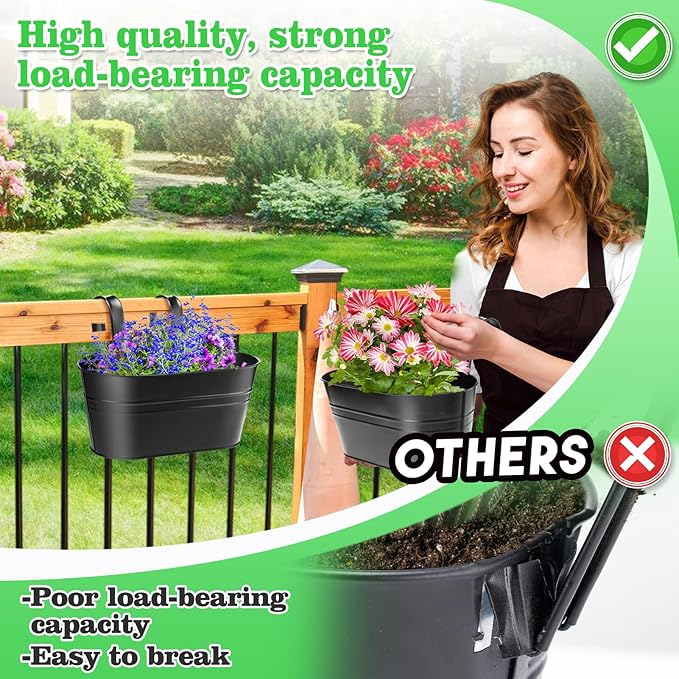 MADHOLLY Railing Planter with Drainage Holes - Image 3