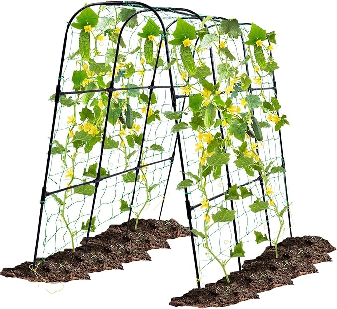 Garden Arch Trellis for Climbing Plants Outdoor, 50x48 inch Cucumber Trellis by OTOSUNNY