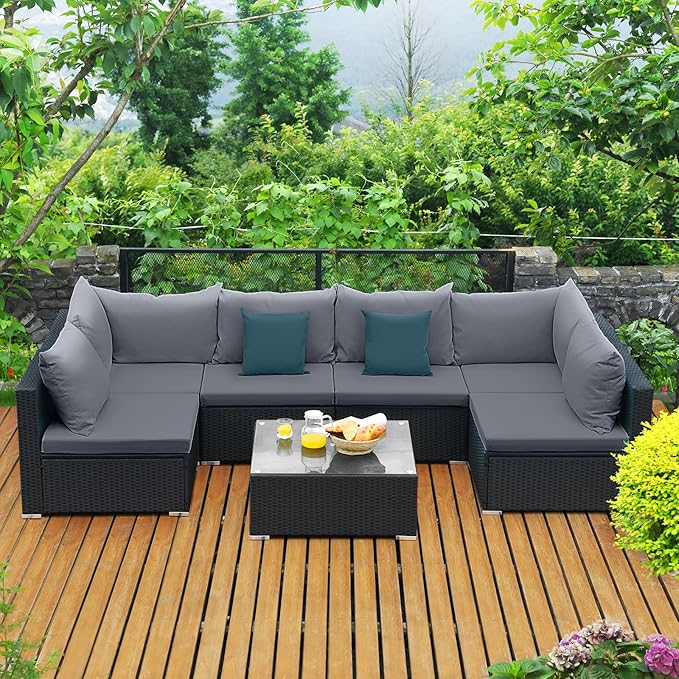 Tangkula 7-Piece Patio Furniture Set, Outdoor Sectional Sofa - Image 3