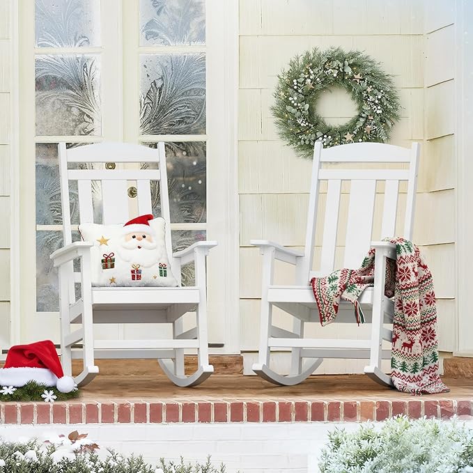 LUE BONA Outdoor Rocking Chairs Set of 2, Weather Resistant HDPS Poly Rocker by LUEBONA