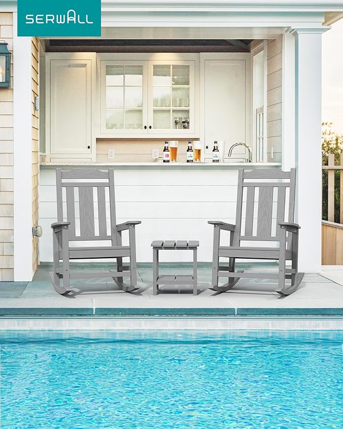 SERWALL Oversized Rocking Chair Set of 4 Outdoor, HDPE Outdoor Rocking Chair - Image 8
