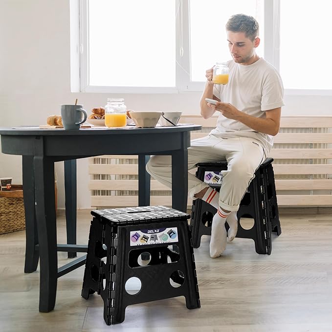 Delxo Folding Step Stool, 13 inch Non-Slip Foldable Stools Up to 300 LBS - Image 4