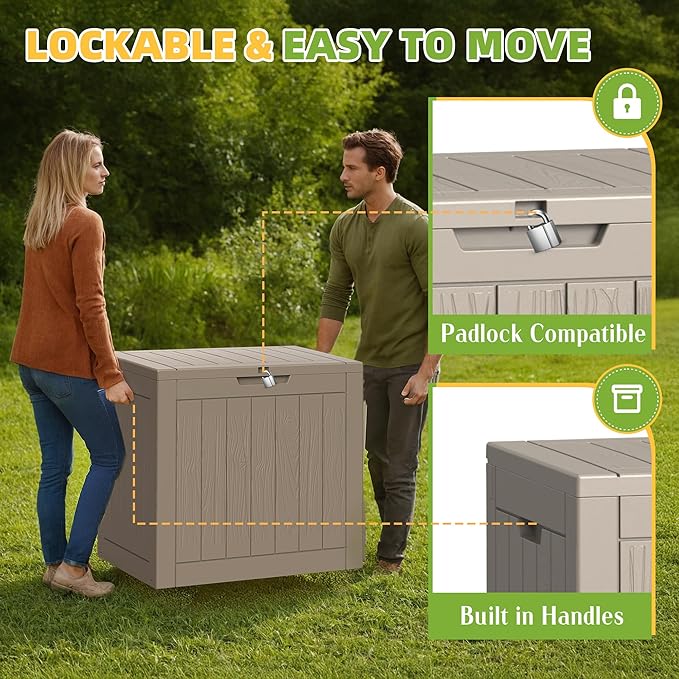 30 Gallon Outdoor Storage Box Weather Resistant UV Protection Waterproof Resin - Image 4