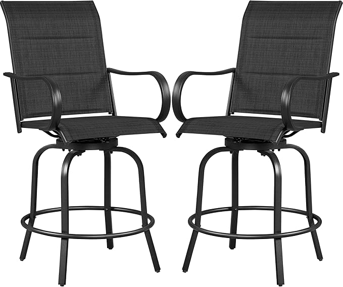 Yaheetech 2 Piece Patio Swivel Bar Stools Texteline Bistro Chairs by Yaheetech