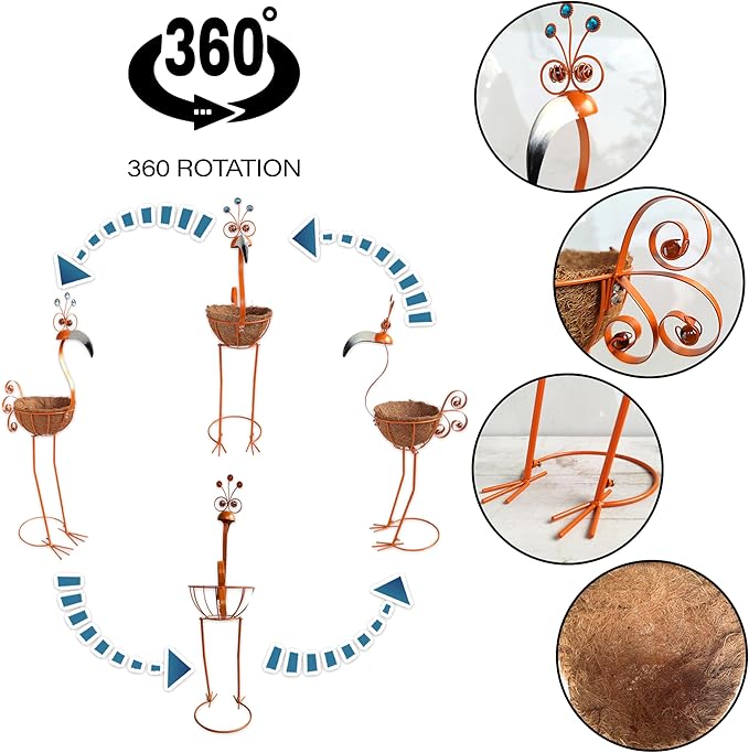 Metal Toucan Planter with Basket - Image 6