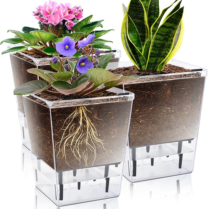 Self Watering Pots Set, 3 Pack 5 Inch by IWNTWY