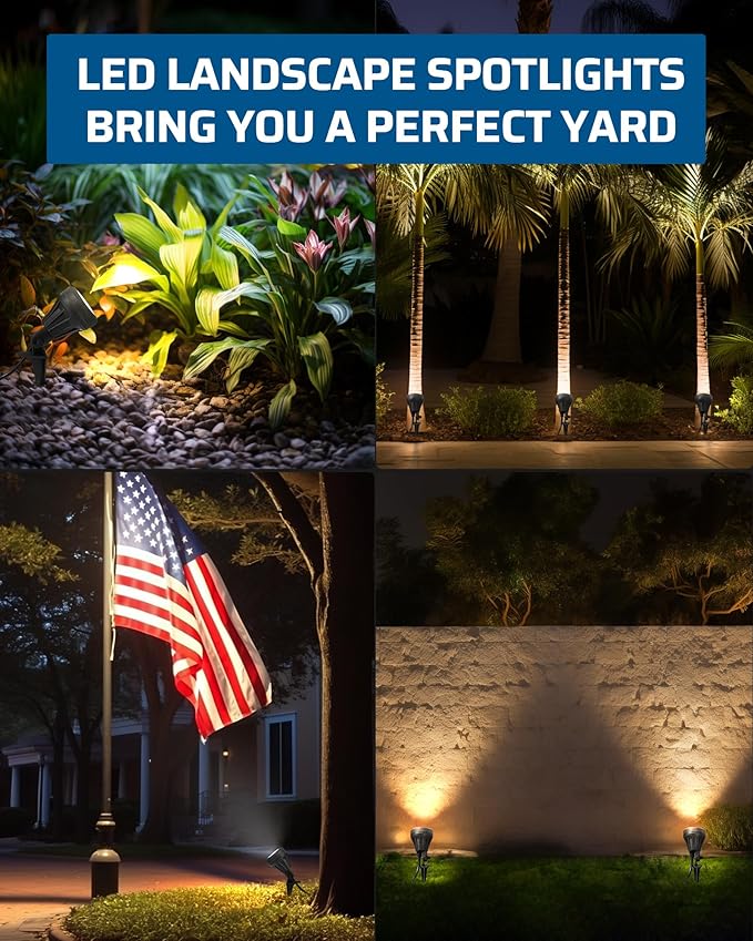 DEWENWILS 120V LED Outdoor Spotlight, 3 Extra Lenses, 5.5W 5000K Plug in - Image 7
