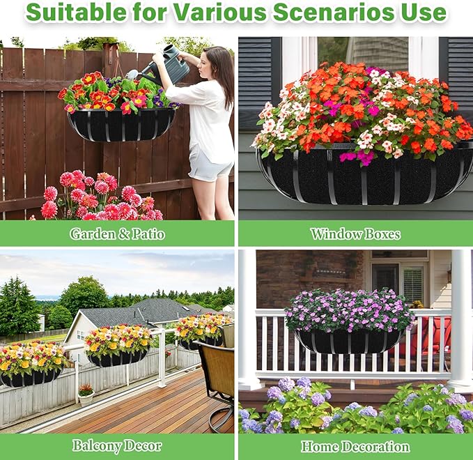Riare 6 Pack 30 Inch Black Felt Window Box Liners- Fabric Trough Planter Basket - Image 7