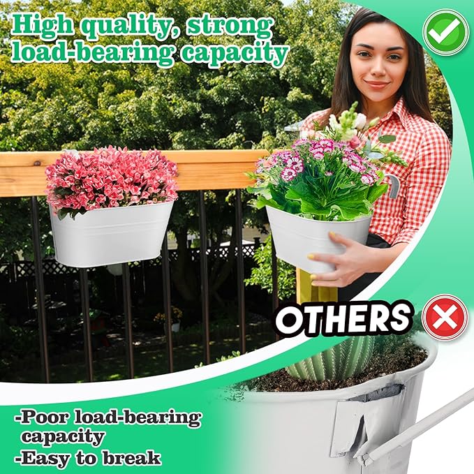 MADHOLLY Railing Planter with Drainage Holes - Image 4