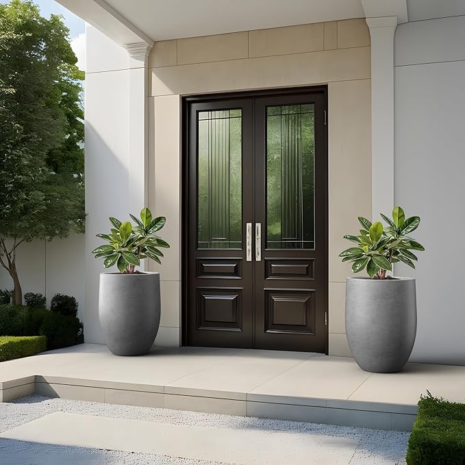 Kante Tall Concrete Planter, 21.7-Inch Height Gray Large Indoor Outdoor Plant - Image 4