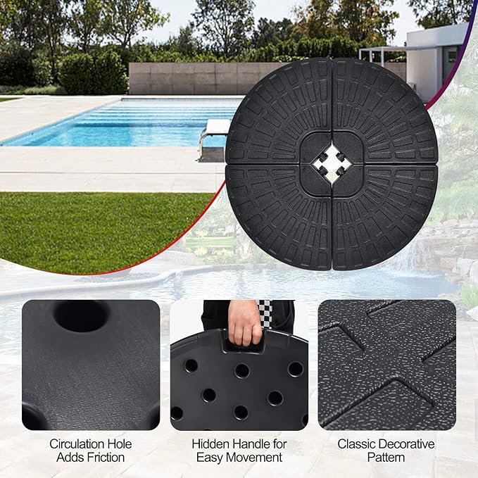 Tangkula 4 Pieces 185lbs Cantilever Offset Patio Umbrella Base, Water & Sand - Image 7