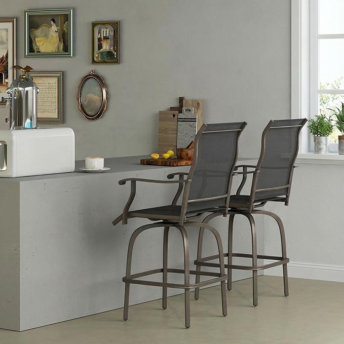 Outsunny Set of 2 Outdoor Swivel Bar Stools - Image 9