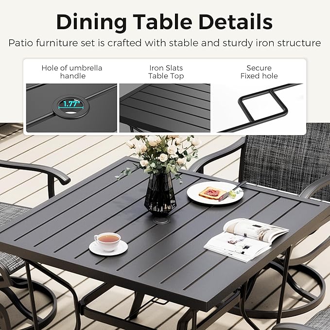 Pamapic 5-Piece Outdoor Dining Set, Patio Dining Set - Image 4