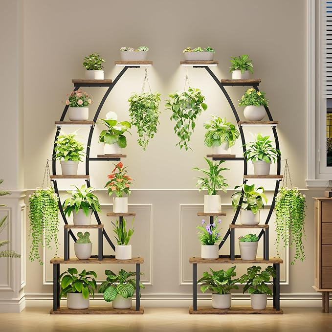 Plant Stand Indoor with Grow Lights, 9 Tiered Metal Plant Shelf, Large Plant - Image 2