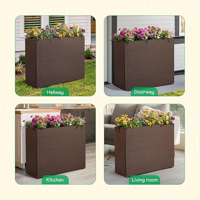 IDZO All Weather Wicker Planter Raised Garden Bed, 24 in Tall Round Rattan - Image 6