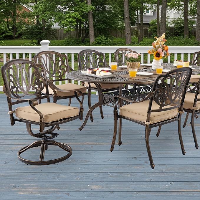 9-Piece Cast Aluminum Patio Furniture, Outdoor Dining Sets - Image 2