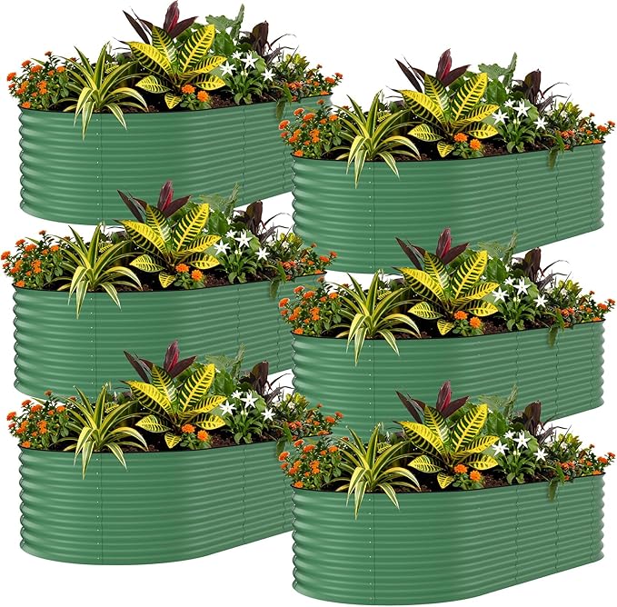 Garvee 6 Pack Galvanized Raised Garden Bed, Rust-Resistant Raised Garden Beds by Garvee