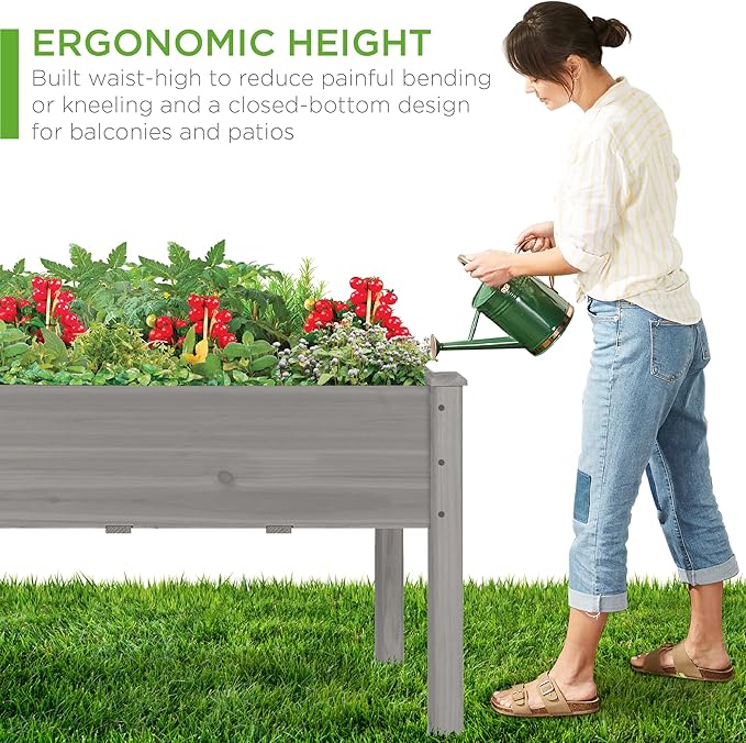 Best Choice Products 34x18x30in Raised Garden Bed, Elevated Wood Planter Box - Image 6