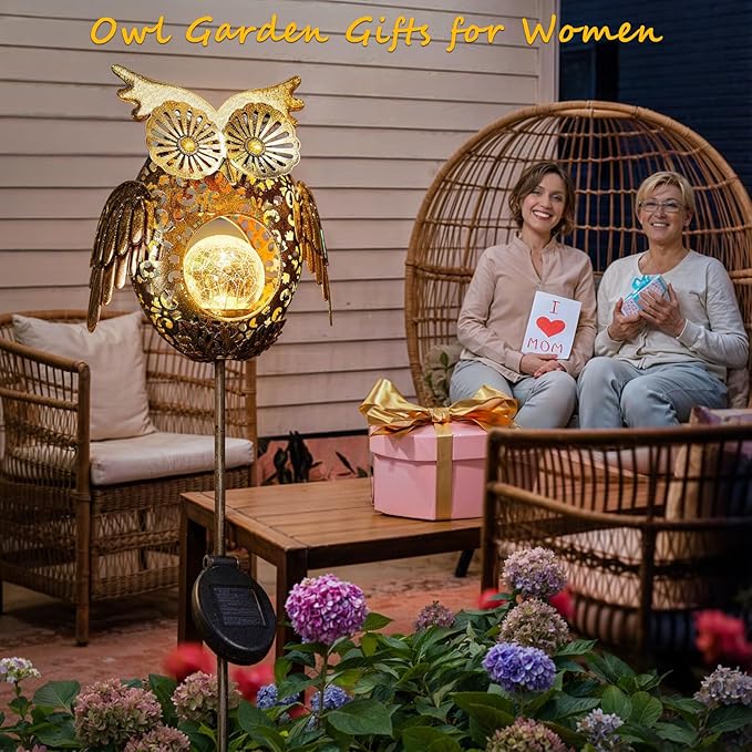 Go2garden Solar Lights Outdoor Owl Garden Gifts Mom Metal Stakes Lights - Image 2
