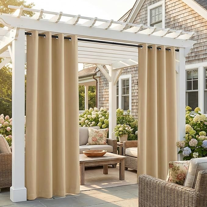 NICETOWN Outdoor Curtains for Patio Waterproof 84 inches Long 2 Panels Set by NICETOWN