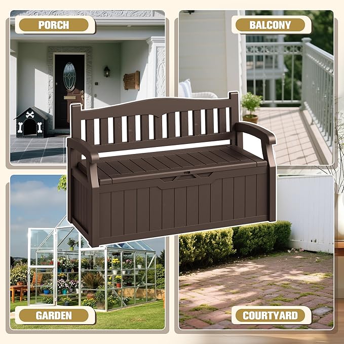 80-Gallon Outdoor Storage Bench, Waterproof Deck Box - Image 5