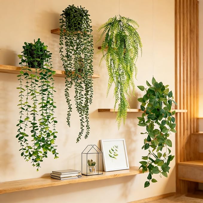 4 Pack Artificial Plants Wall Hanging Fake Plants Indoor - Image 5