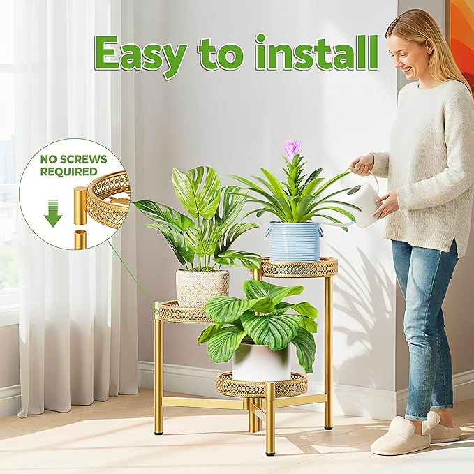 Metal Plant Stand Indoor Outdoor, 3 Tier Corner Tall Plant Shelf - Image 6