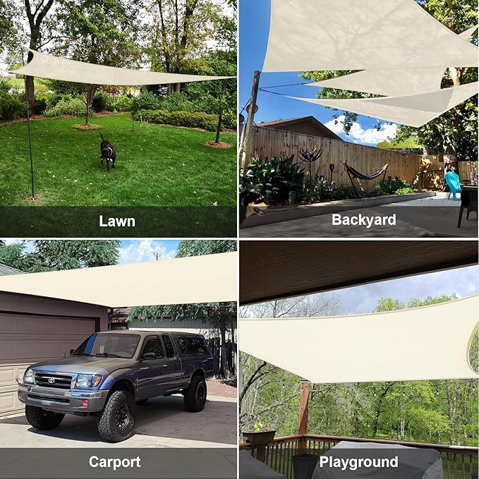 SUNLAX Sun Shade Sail 10' x 10' Butter Cream Rectangle Canopy Sail Shade Cover - Image 8