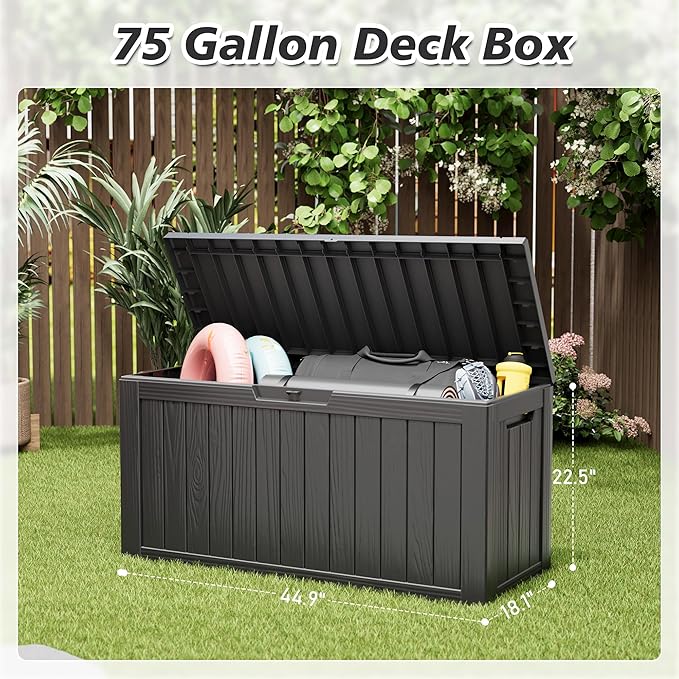 Outdoor Storage Box, Resin Deck Boxes Indoor and outdoor, Waterproof Storage - Image 2
