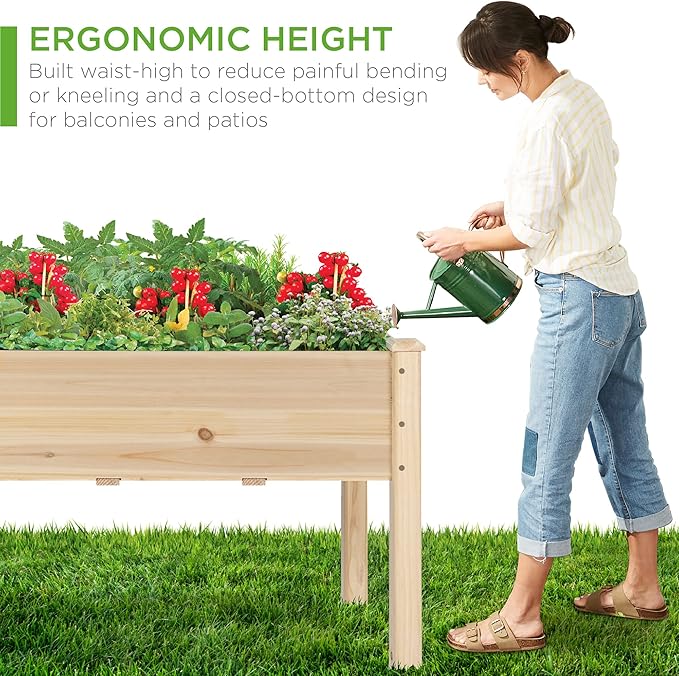 Best Choice Products 34x18x30in Raised Garden Bed, Elevated Wood Planter Box - Image 6