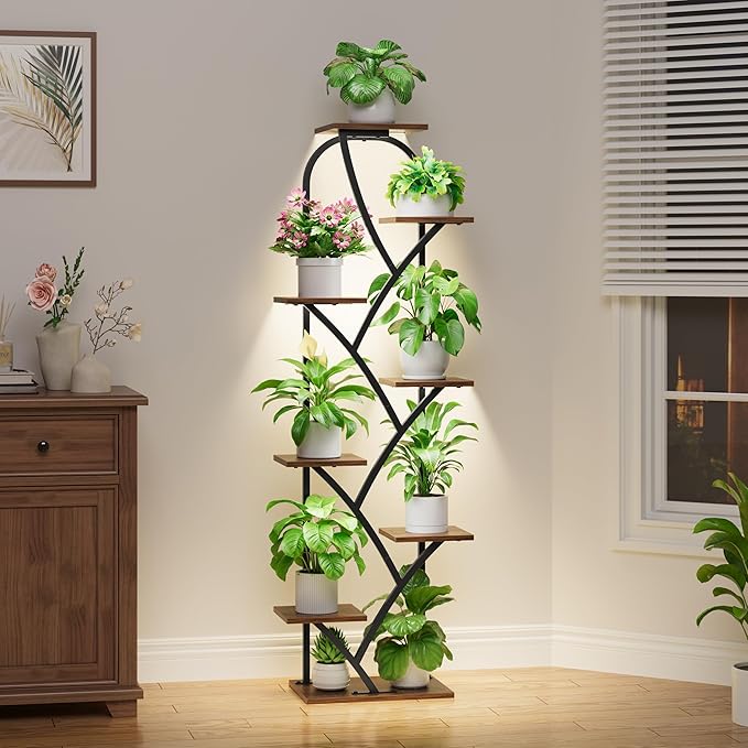 Plant Stand Indoor With Grow Lights by Unknown