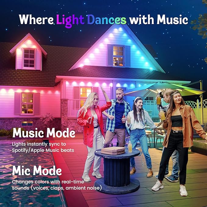 Fitop Permanent Outdoor Lights, 200FT RGB Smart LED Eaves Light, IP67 - Image 6