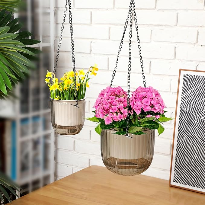 Maxcheck 4 Pcs Self Watering Hanging Planters Indoor Gift 6.5'' 4.5'' Hanging - Image 4