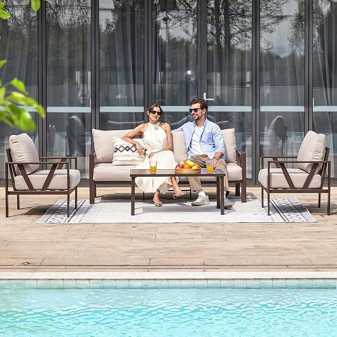 Outdoor Patio Furniture Set, 4 Pieces Metal Patio Furniture Set - Image 7