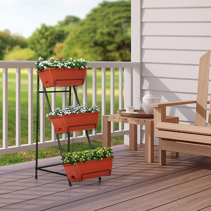 Vertical Raised Garden Bed Outdoor 3 Tiered Garden Planters Standing Elevated - Image 5