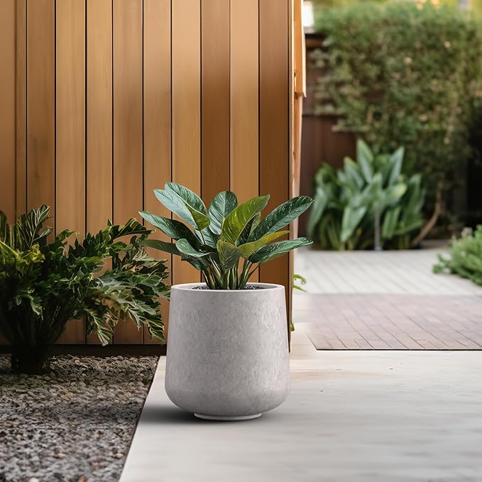 Kante 11.6" Dia Round Concrete Planter, Outdoor Indoor Large Plant Pots - Image 4